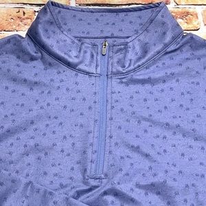 Peter Millar Crown Sport Perth Quarter Zip Pullover Golf Carts Blue Large